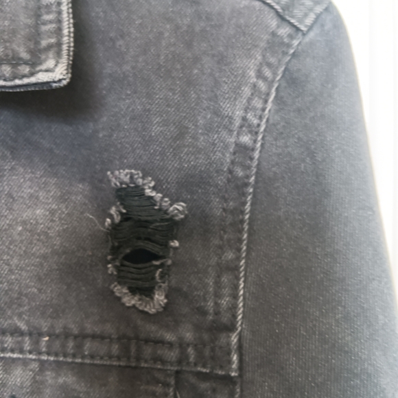 CLEARANCE SALE!! Love Tree Black Distressed Denim Jacket - Picture 8 of 15